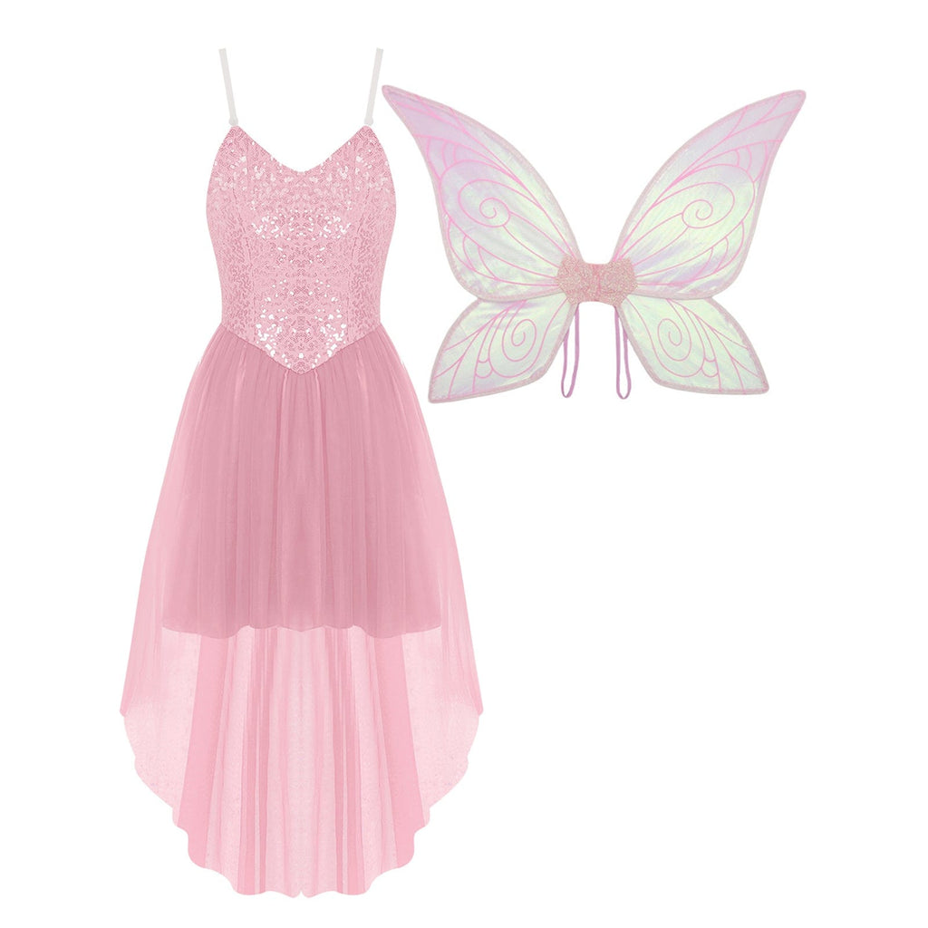 Déguisement de fée femme, robe avec ailes de papillon amovibles