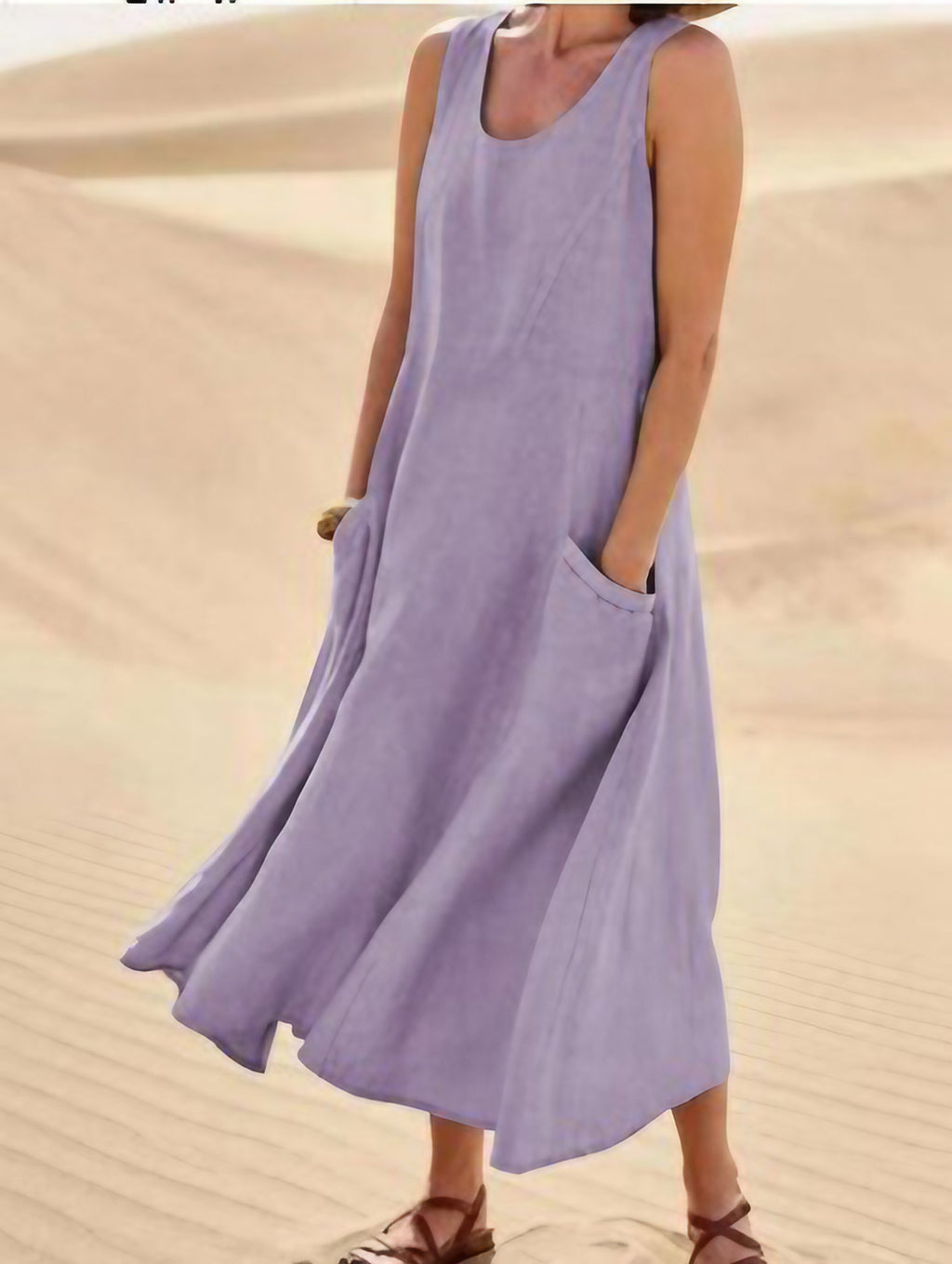 Robe ample femme à grandes poches, douze coloris, du 40 au 54, lilas