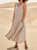 Robe ample femme à grandes poches, douze coloris, du 40 au 54, beige