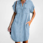 Robe en jean femme boutonnée, trois coloris, du S au 3XL