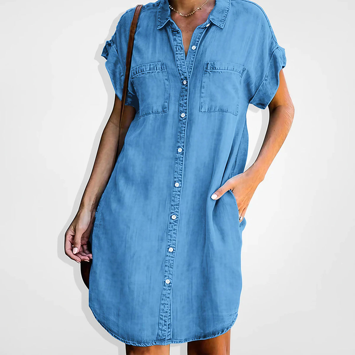 Robe en jean femme boutonnée, trois coloris, du S au 3XL, bleu foncé