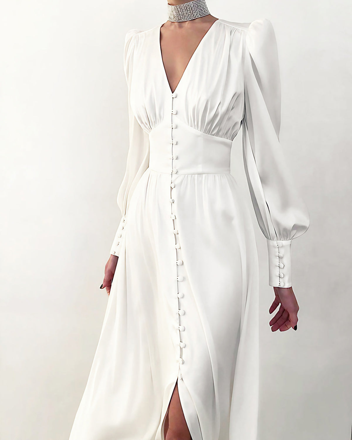 Robe en satin femme, sept coloris, du XS au XL, blanc