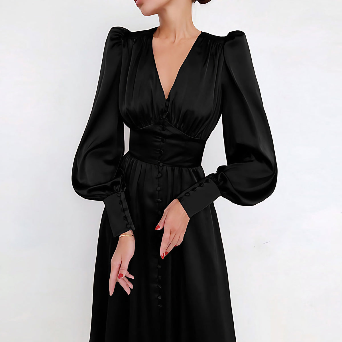 Robe en satin femme, sept coloris, du XS au XL, noir