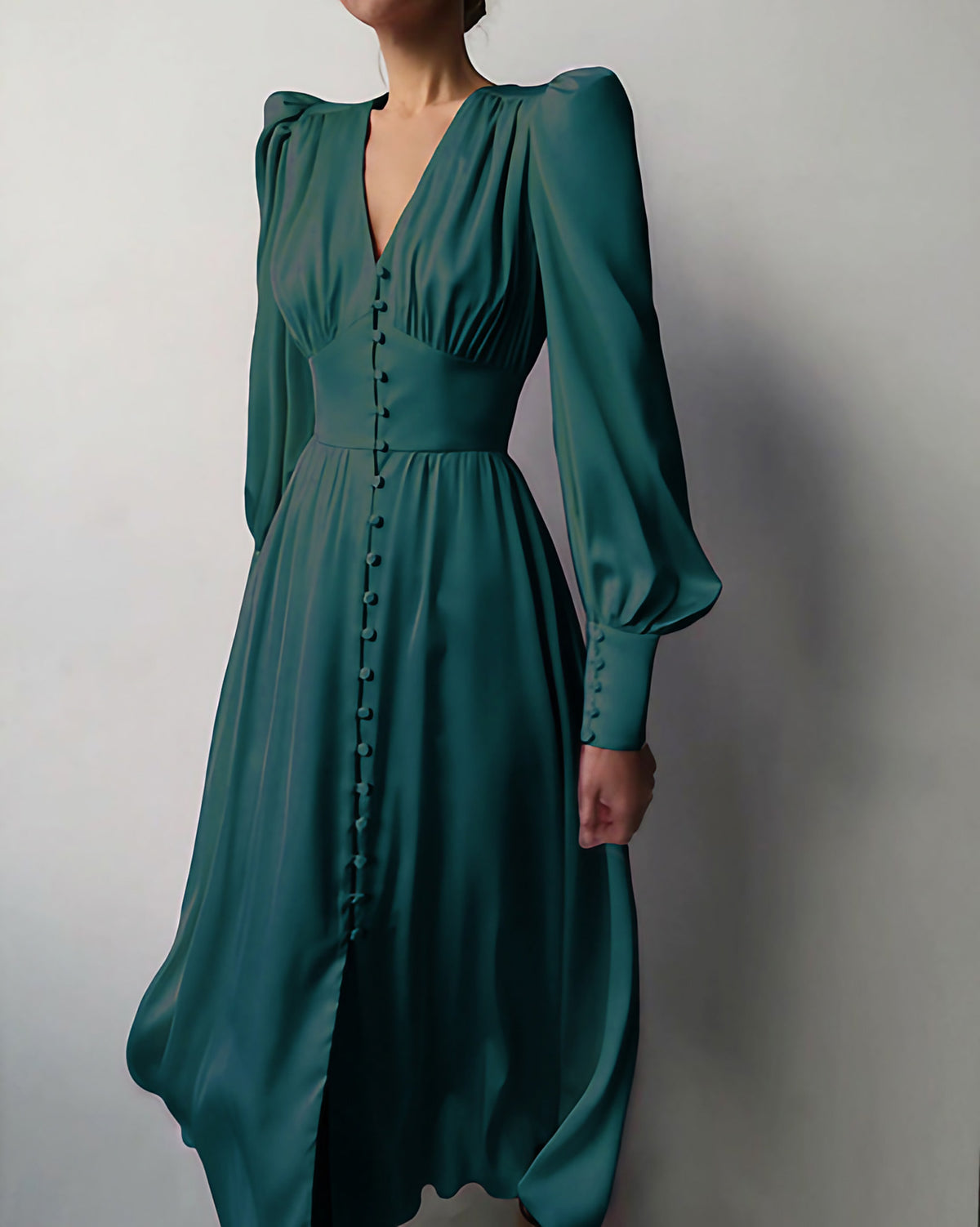 Robe en satin femme, sept coloris, du XS au XL, vert