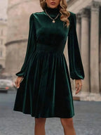 Robe en velours sans manches, longueur genou, trois coloris, vert
