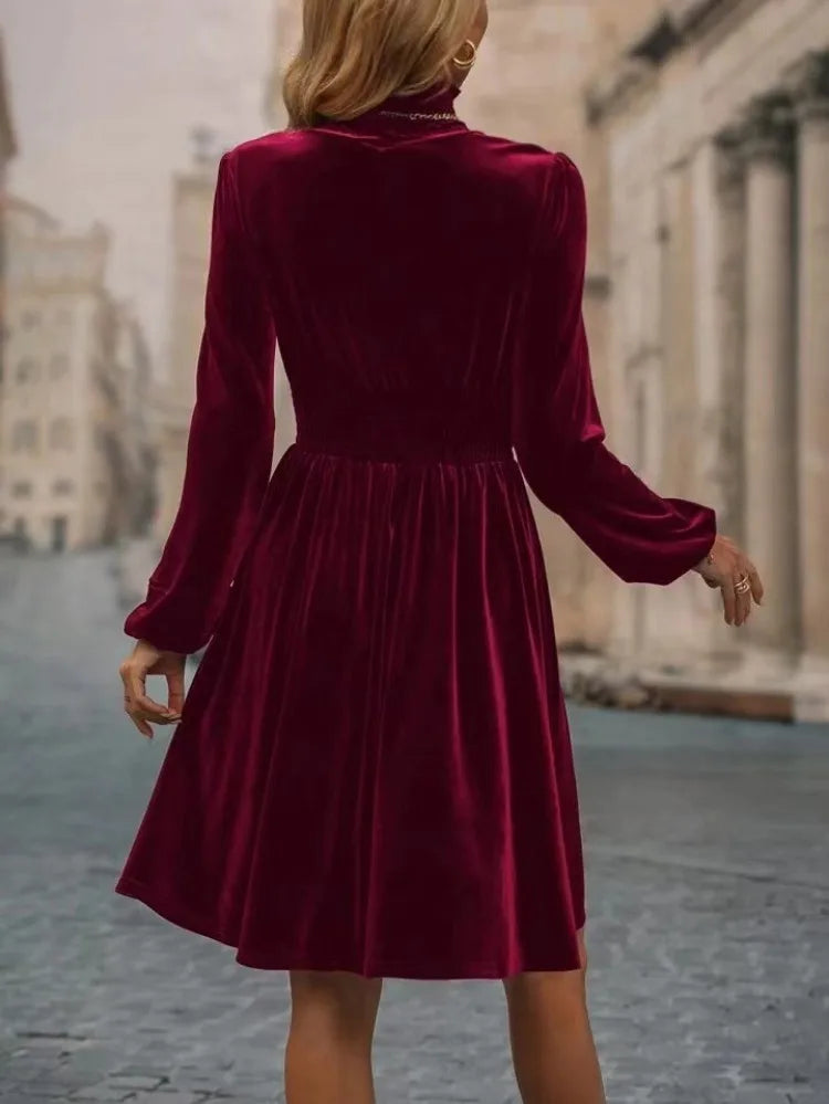Robe en velours sans manches, longueur genou, trois coloris