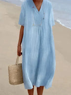Robe longue d'été ample et fluide, six coloris, bleu