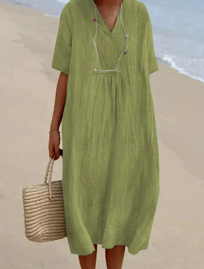Robe longue d'été ample et fluide, six coloris, vert clair