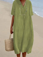 Robe longue d'été ample et fluide, six coloris, vert clair