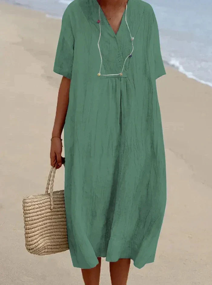 Robe longue d'été ample et fluide, six coloris, vert