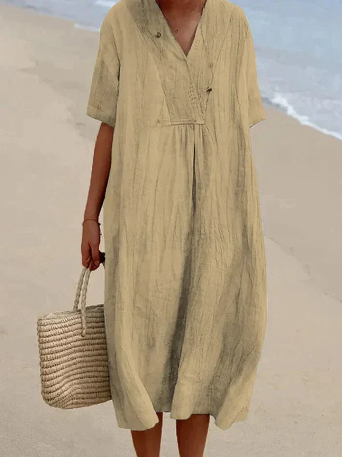 Robe longue d'été ample et fluide, six coloris, kaki