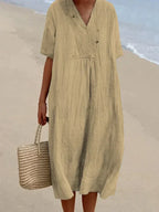 Robe longue d'été ample et fluide, six coloris, kaki