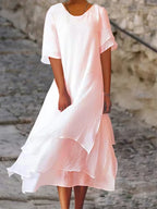 Robe d'été femme à coupe fluide, blanc ou rose, du S au 3XL, rose
