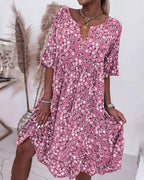Robe évasée fleurie femme pour l'été, coupe fluide, du XS au 3XL, rose