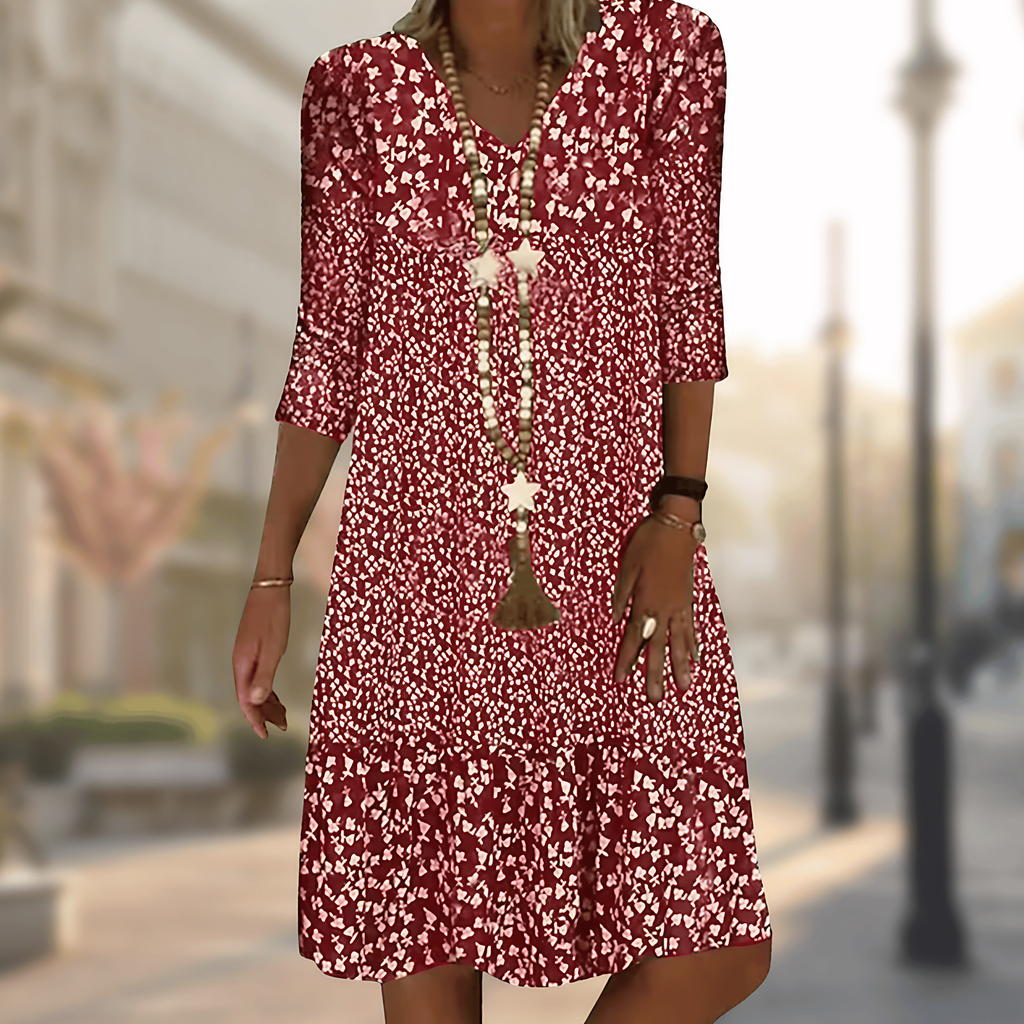Robe fluide femme à manches longues, quatre coloris, XS au 3XL, rouge