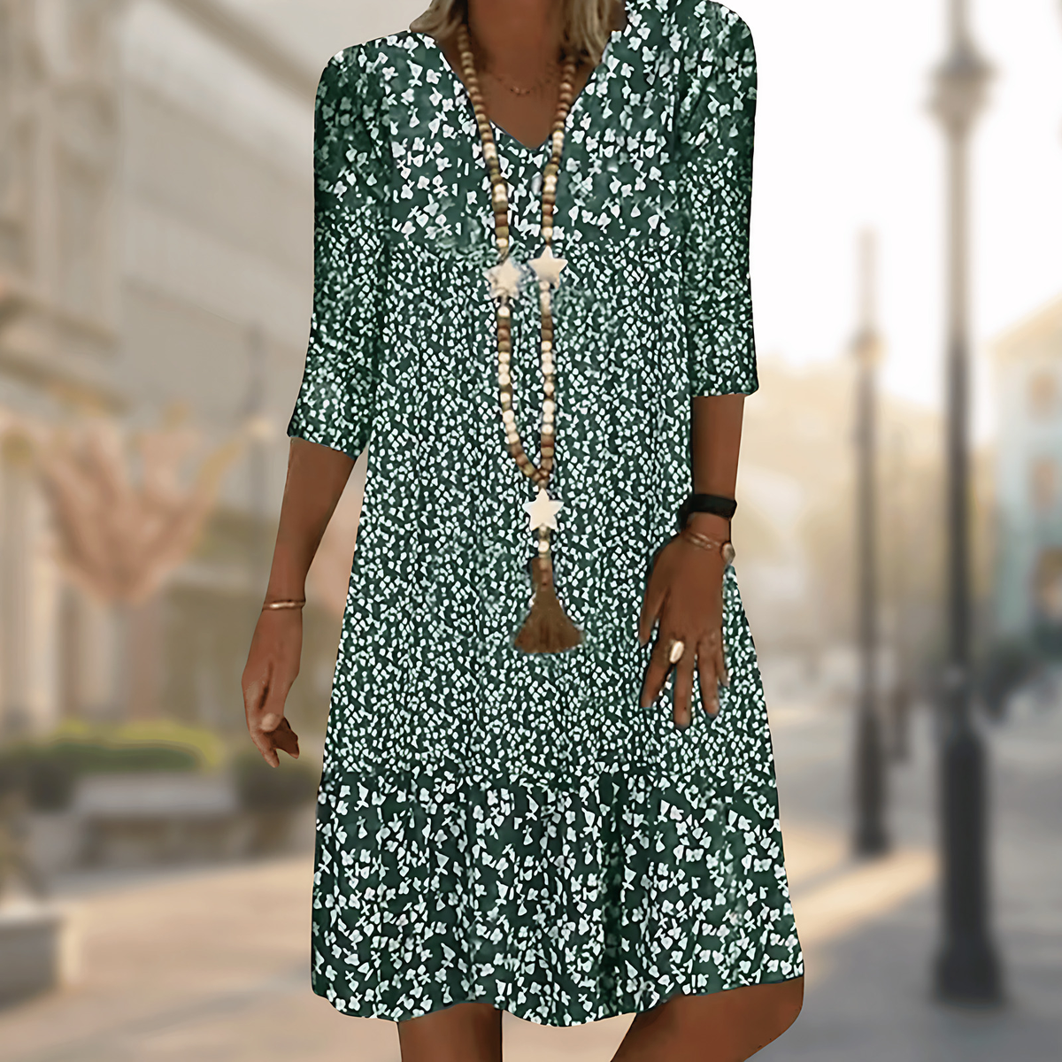 Robe fluide femme à manches longues, quatre coloris, XS au 3XL, vert