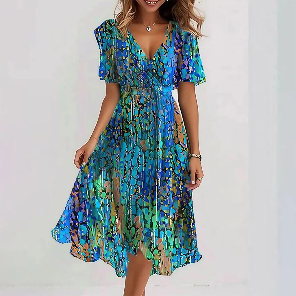 Robe femme à manches courtes, cinq coloris, du XS au 3XL, bleu