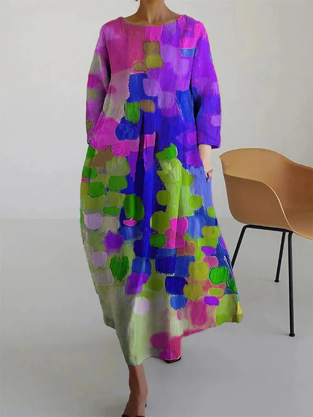 Robe fleurie évasée femme pour l'été, quatre coloris, violet