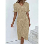 Robe fleurie femme à coupe ajustée, avec ou sans manches longues, jaune