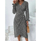 Robe fleurie femme à coupe ajustée, avec ou sans manches longues, noir, manches longues