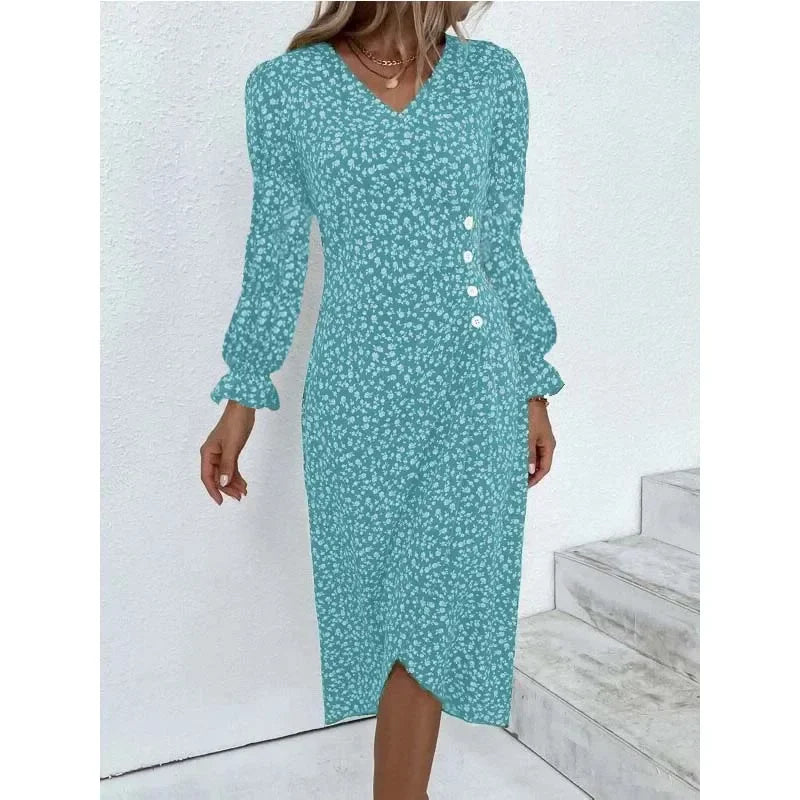 Robe fleurie femme à coupe ajustée, avec ou sans manches longues