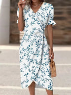 Robe fleurie femme à coupe ajustée, avec ou sans manches longues