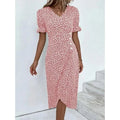 Robe fleurie femme à coupe ajustée, avec ou sans manches longues, rose