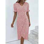 Robe fleurie femme à coupe ajustée, avec ou sans manches longues, rose