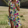 Robe fleurie femme coupe fluide, imprimé multicolore, du S au 3XL, imprimé fleuri