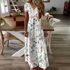 Robe fleurie blanche femme, coupe fluide, du S au 2XL, blanc