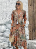 Robe fleurie fluide femme pour l'été, cinq coloris, M au 3XL, beige