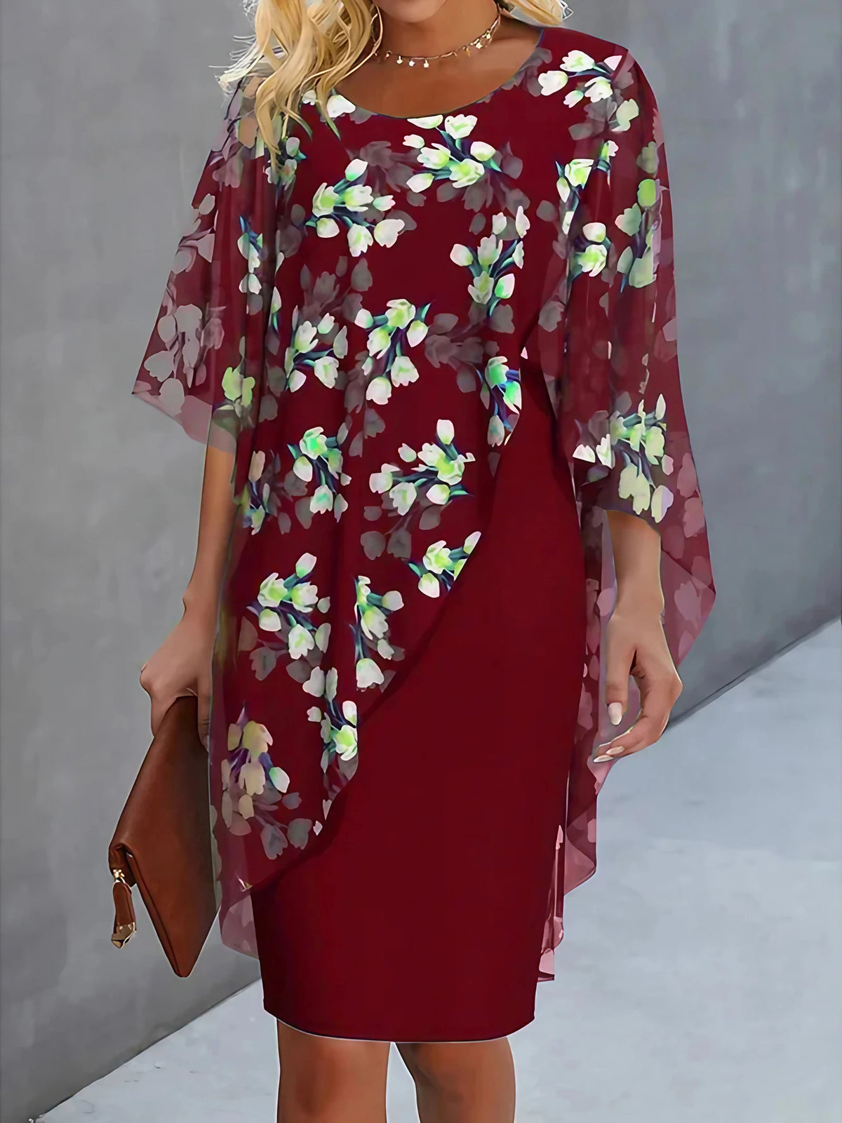 Robe fleurie femme fluide à imprimé floral, du XS au 3XL, rouge