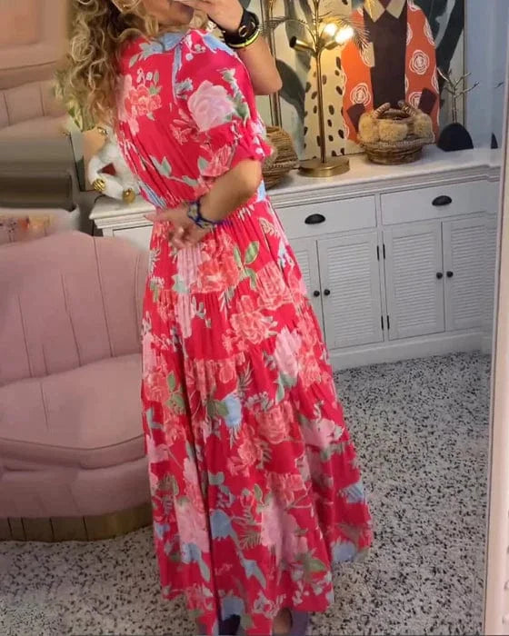 Robe fluide femme col V à ceinture, du S au 5XL