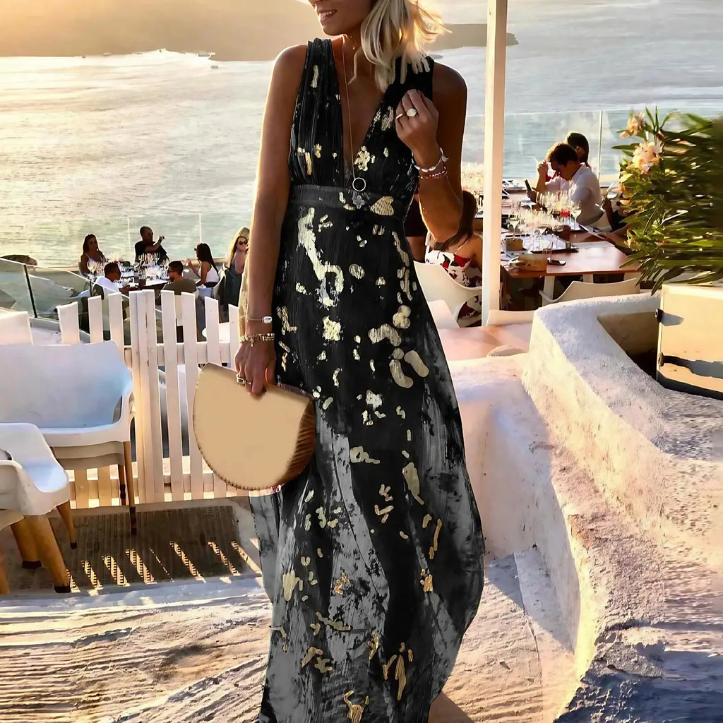 Robe col V à paillettes, coupe fluide, cinq coloris, XS au XL, noir