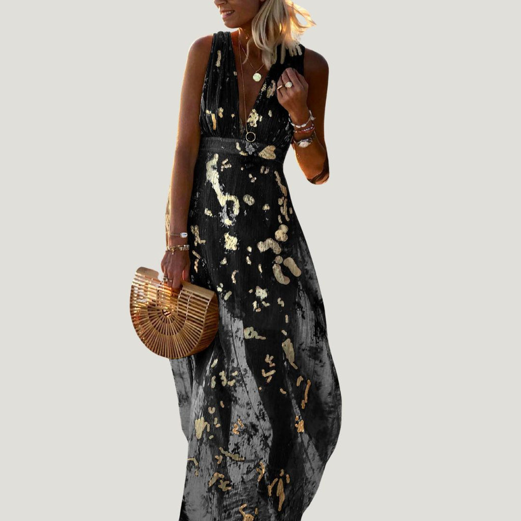 Robe col V à paillettes, coupe fluide, cinq coloris, XS au XL