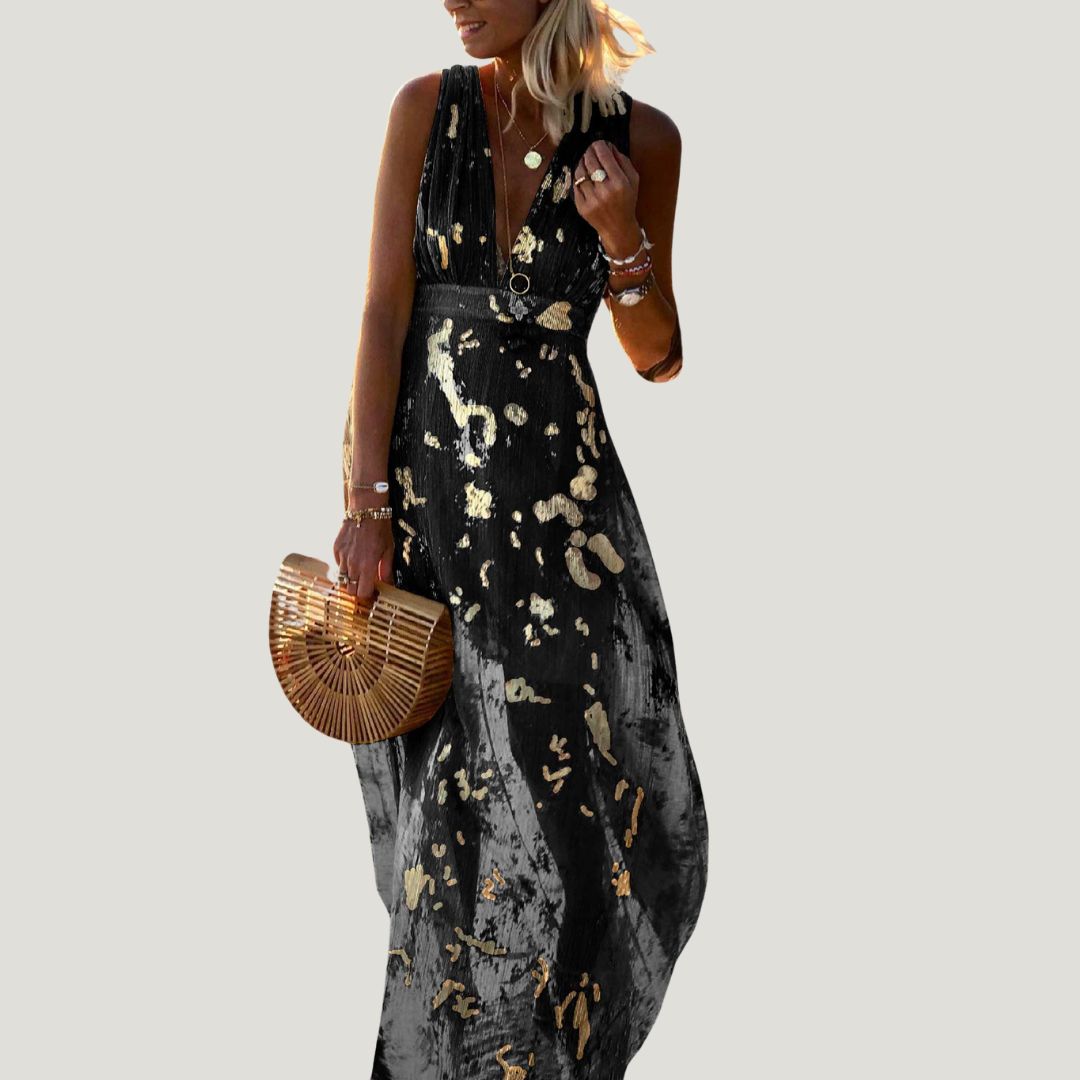 Robe col V à paillettes, coupe fluide, cinq coloris, XS au XL