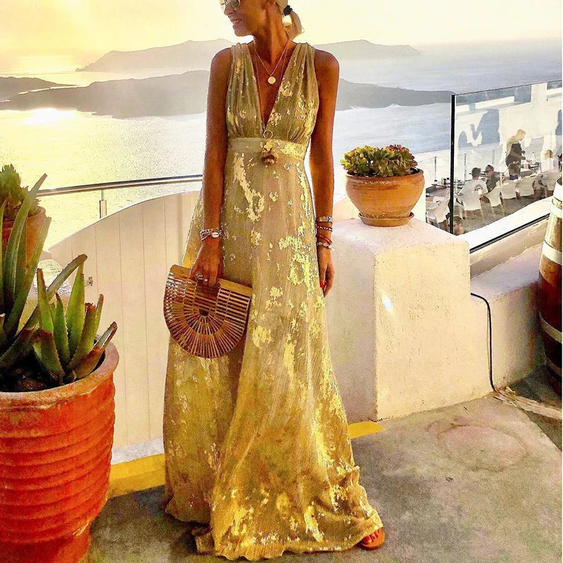 Robe col V à paillettes, coupe fluide, cinq coloris, XS au XL