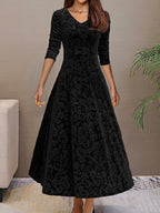 Robe fleurie col V sans manches, longueur genou, du S au L, noir