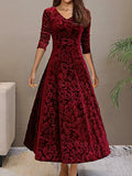 Robe fleurie col V sans manches, longueur genou, du S au L, rouge