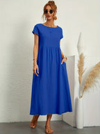 Robe longue fluide femme à poches, dix coloris, du S au 2XL