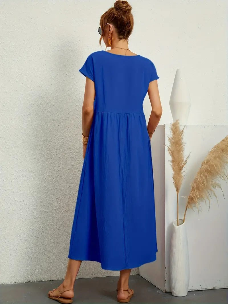 Robe longue fluide femme à poches, dix coloris, du S au 2XL