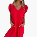 Robe longue col V imprimé léopard ou unie, du S au 5XL, rouge