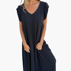Robe longue col V imprimé léopard ou unie, du S au 5XL, noir