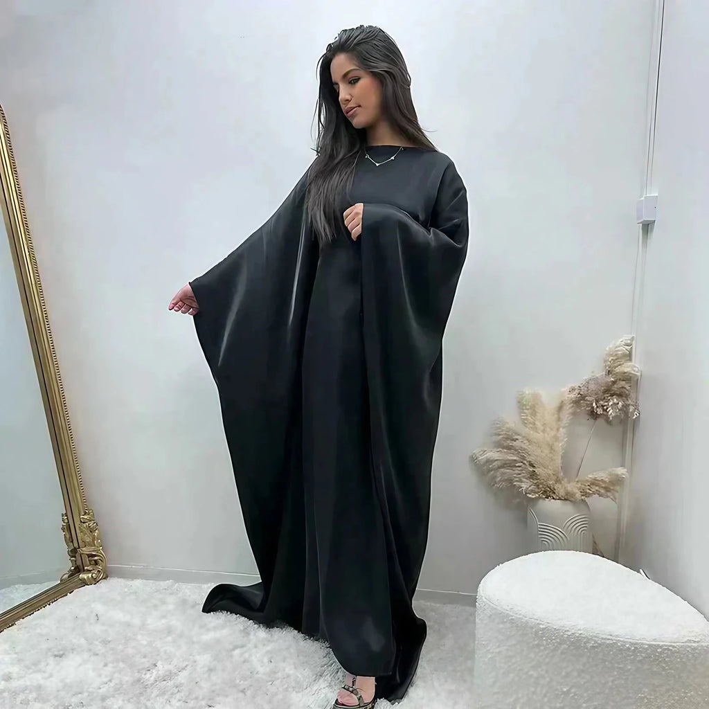Abaya robe longue à manches longues, taille universelle, six coloris, noir