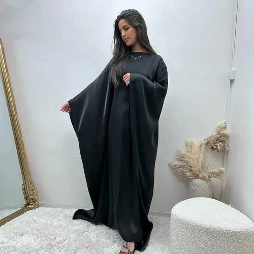 Abaya robe longue à manches longues, taille universelle, six coloris, noir