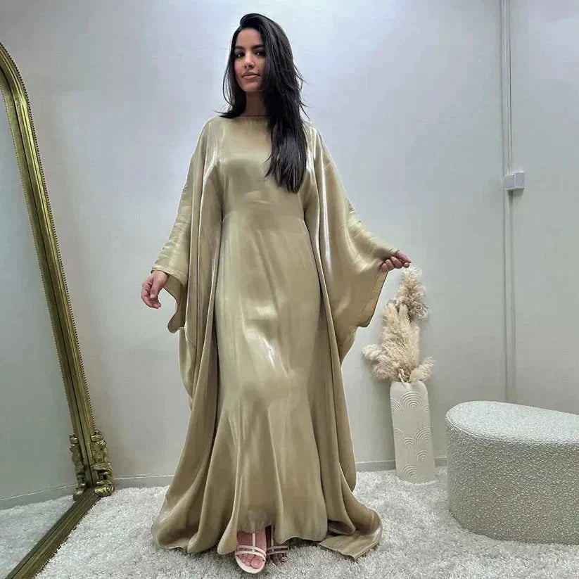 Abaya robe longue à manches longues, taille universelle, six coloris, beige