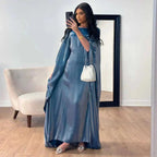 Abaya robe longue à manches longues, taille universelle, six coloris, bleu