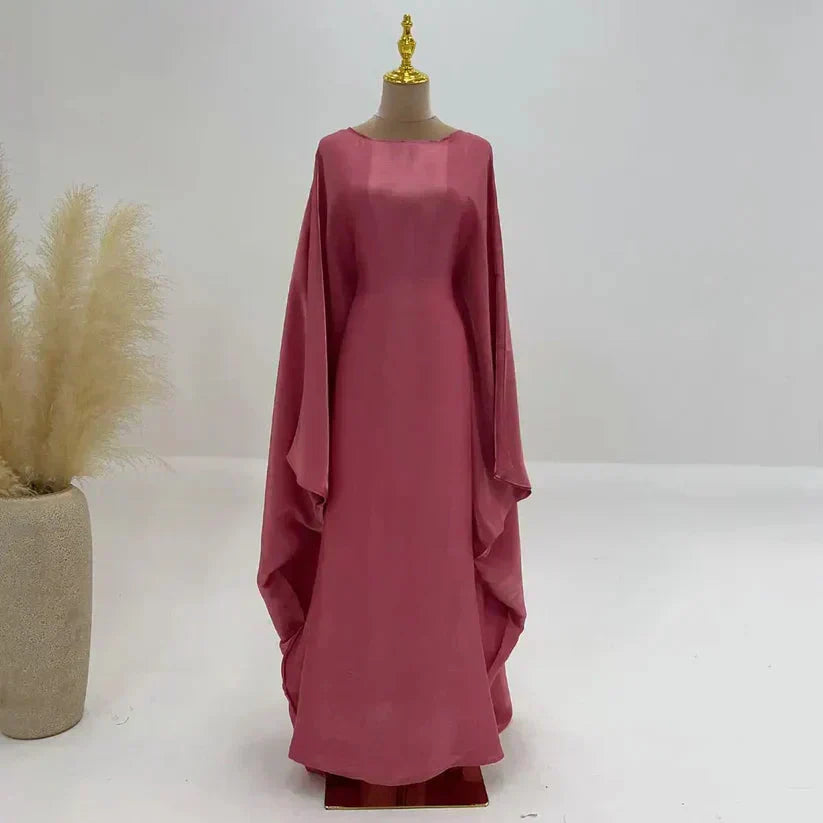 Abaya robe longue à manches longues, taille universelle, six coloris, rose