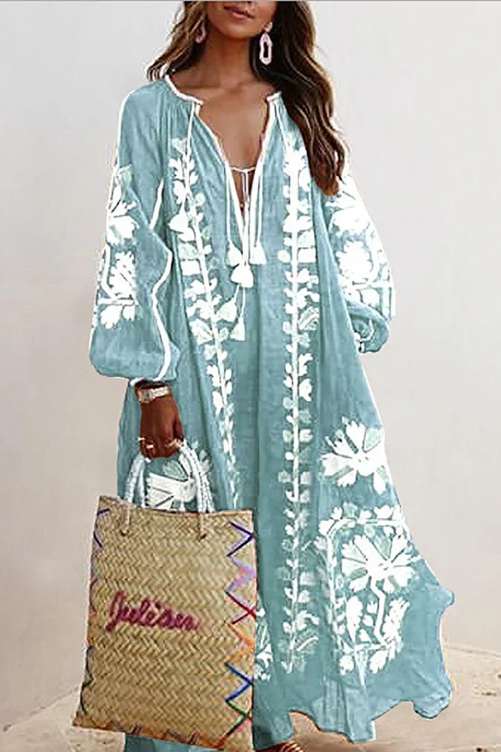 Robe longue bohème à imprimé fleuri, coupe ample, du S au 5XL