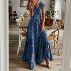 Robe longue bohème femme fluide, six coloris, du XS au 3XL, bleu